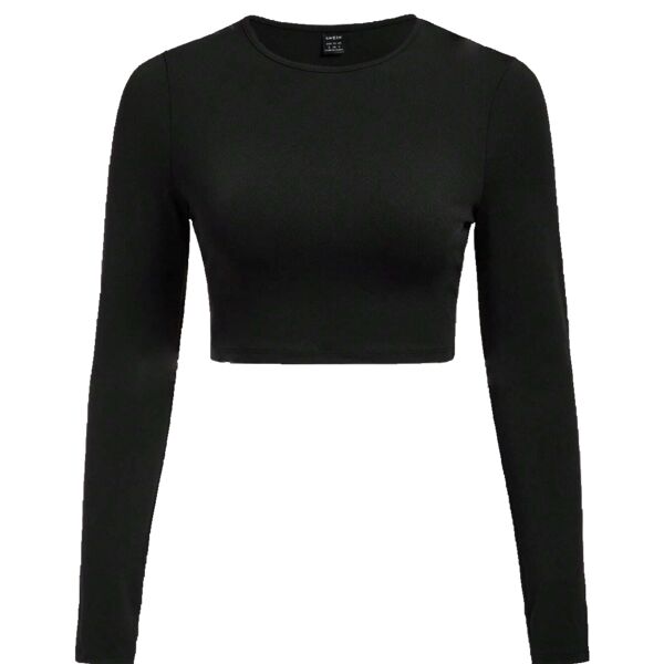 FBD_LS_Solid Round Neck Crop Tee Thumbnail